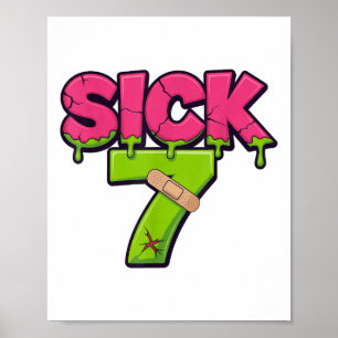 Poster Chemise Sick Seven Meme Six Sept Amusant Jeu de Mo