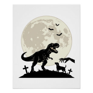 Poster Chemise silhouette de cimetière de chien dinosaure