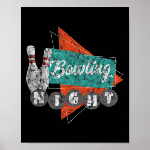Poster Chemise T Bowling Rétro Hommes Femmes Bowling Vint