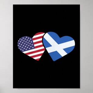 Poster Chemise T drapeau Ecosse Usa coeur écossais améric