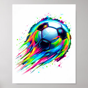 Poster Chemise T Soccer Balle de foot Tie Dye Colorée