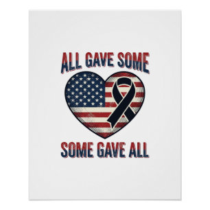 Poster Chemise Vétéran Ruban de Coeur de Mémorial Patriot
