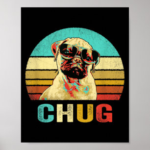 Poster Chemise Vintage Chug Chien Coucher de soleil