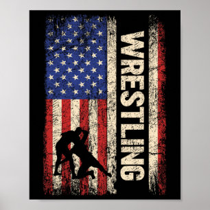 Poster Chemise Wrestling Usa Drapeau Américain Lutte 4 Ju