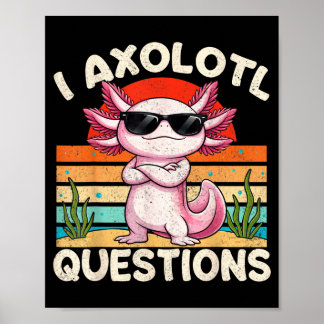 Poster Chemises Vintage Rétro Questions sur les Axolotls
