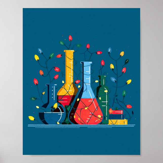 Poster Chemistry Christmas Lights Lover Chemist Science L (Devant)