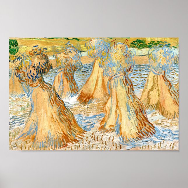 Poster Chênes de blé (1890) paysage art Van Gogh (Devant)