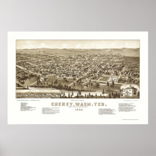 Poster Cheney, WA Carte panoramique - 1884
