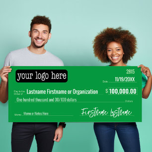 Poster Chèque blanche pour les gains, les prix, l'organis