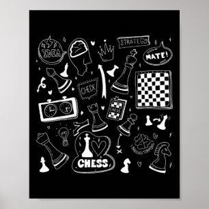 Poster Chèque, Jouer Aux Citations D'Échecs Graphique De