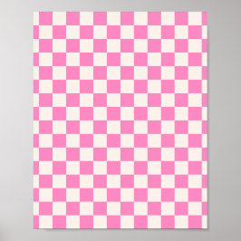 Poster Chèque rose, Motif en damier, À damiers