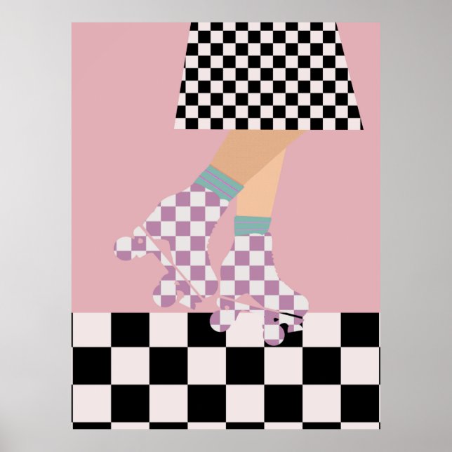 Poster Chèques d'art moderne À damiers roulettes de patin (Devant)