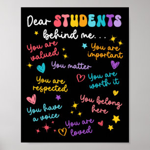 Poster Cher étudiant derrière moi retour à l'école profes