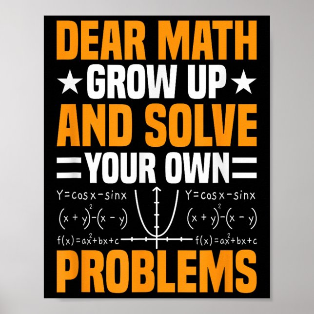 Poster Cher Math Augmente Et Résoudre Vos Propres Problèm (Devant)