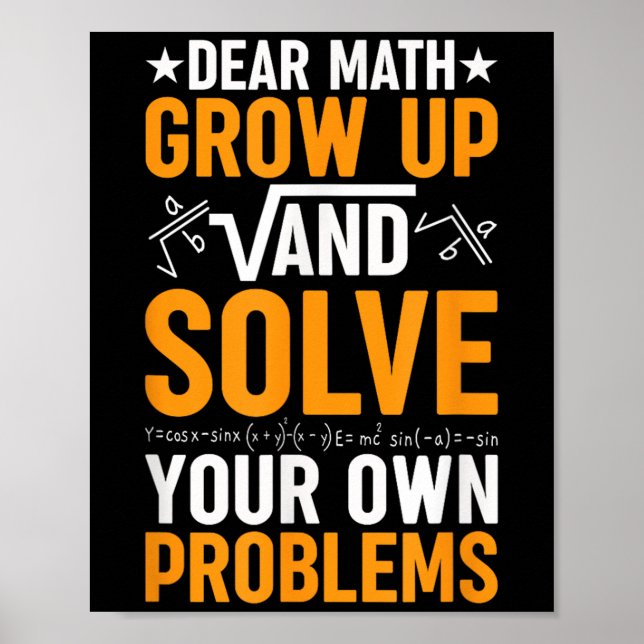 Poster Cher Math Augmente Et Résoudre Vos Propres Problèm (Devant)