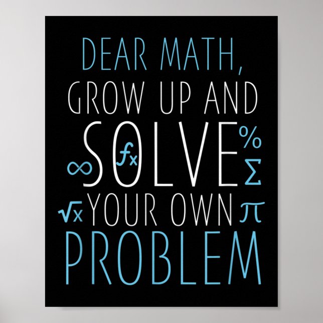 Poster Cher Math Funny Math Citation Filles Garçons Homme (Devant)
