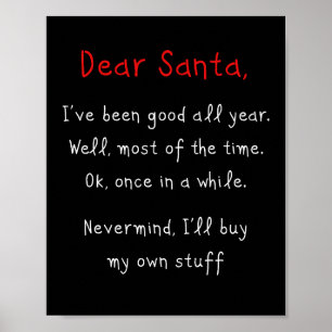 Poster Cher Père Noël, j’achèterai mes propres trucs Humo