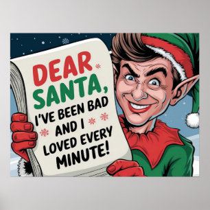 Poster Cher Père Noël, j'ai été mauvaise conception elfe 