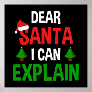 Poster Cher Père Noël, Je Peux Expliquer Noël Drôle