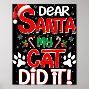 Poster Cher Père Noël Mon Chat L'A Fait Drôle Amoureux de