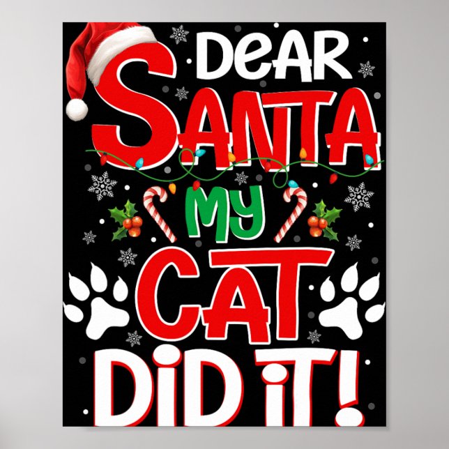 Poster Cher Père Noël Mon Chat L'A Fait Drôle Amoureux de (Devant)