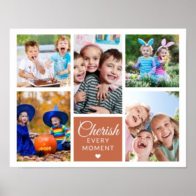 Poster Chercher chaque instant Terracotta 5 Photo Collage (Devant)