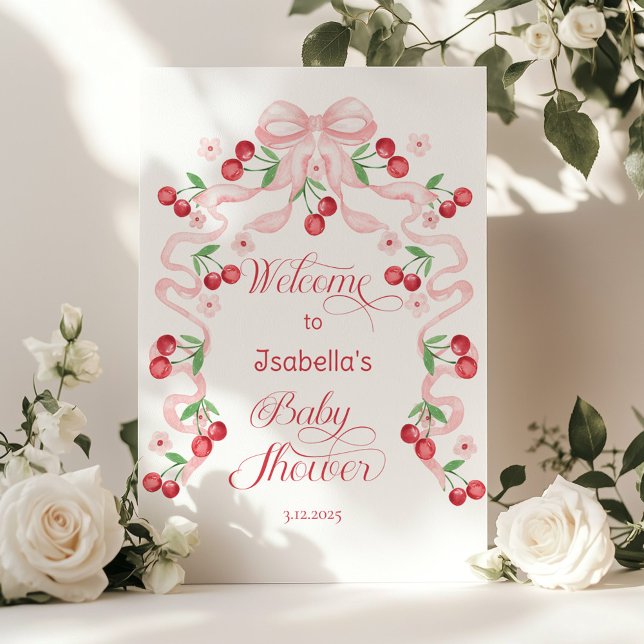Poster Chercher sur le dessus Baby shower Bow rose Bienve (Créateur téléchargé)