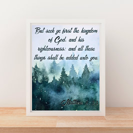 Poster Cherchez Ye Premier Royaume de Dieu KJV Matthieu 6