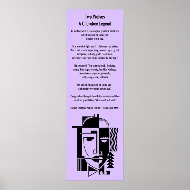 Poster Cherokee Legend Two Wölves Die, die du gefü (Vorne)