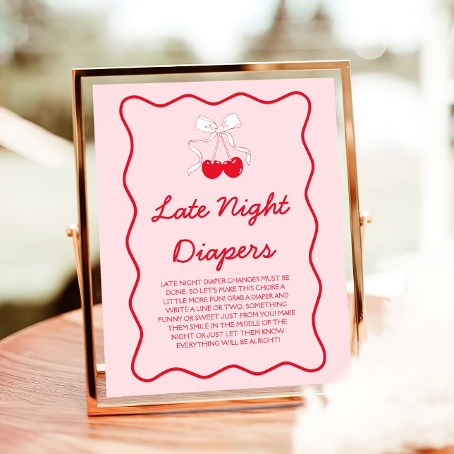 Poster Cherry Baby shower Late Night Diapers Jeu (Créateur téléchargé)