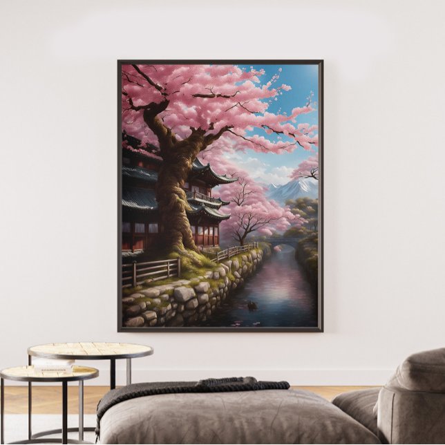 Poster Cherry Blossom non encadré (poster wall, cherry blossom on posters, poster wall adhesive, poster wall art, cherry blossom poster)