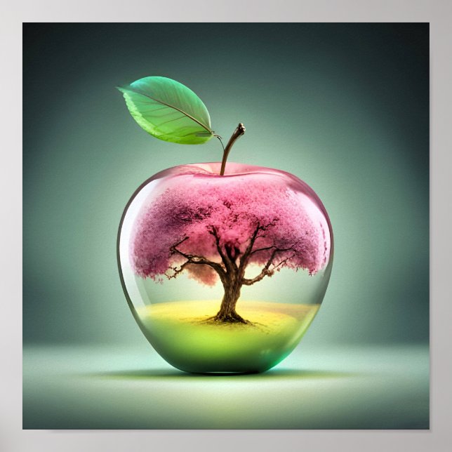 Poster Cherry Blossom Tree Verre Apple Lisa-Dawn Designs (Devant)