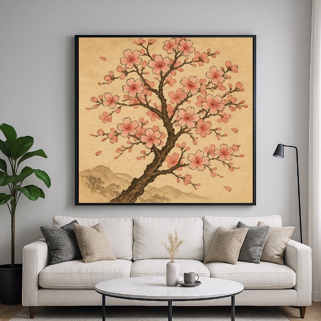 Poster Cherry Blossoms - Traditional Japanese Art Style (Créateur téléchargé)