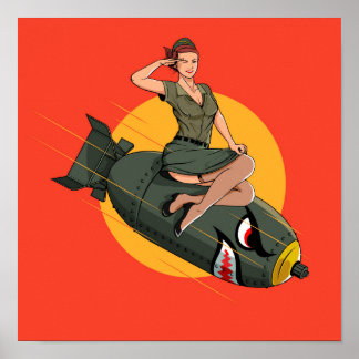 Poster Cherry Bomb 2ÈME GUERRE MONDIALE Pin Up Girl