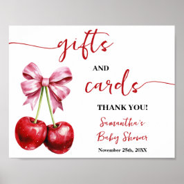 Poster Cherry Cadeaux & Cartes Baby shower Coquette Rose