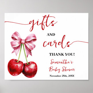 Poster Cherry Cadeaux & Cartes Baby shower Coquette Rose