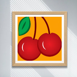 Poster Cherry Simple Rouge Orange Moderne Fruit Illustrat