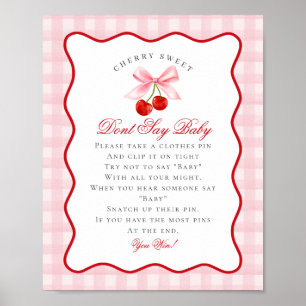 Poster Cherry Sweet Pink Coquette Bow Ne pas dire bébé Si