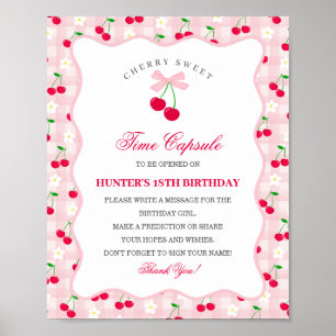 Poster Cherry Sweet Rose Coquette Bow Gingha Time Capsule