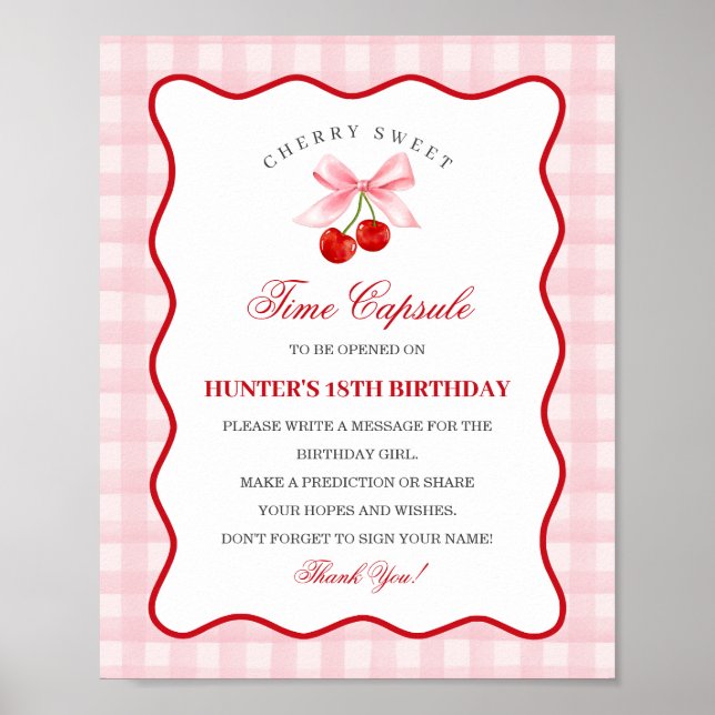 Poster Cherry Sweet Rose Coquette Bow Gingha Time Capsule (Devant)