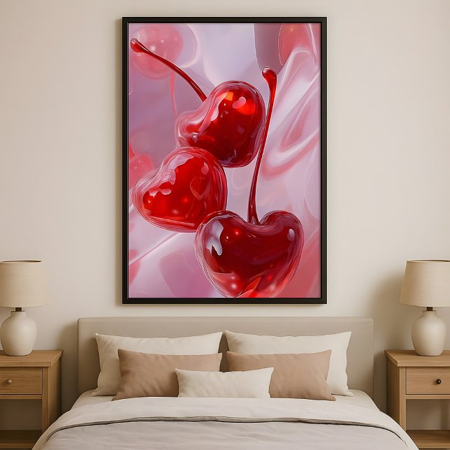 Poster Cherry Vibes – Abstract Heart Cherries  Love Art  (Créateur téléchargé)