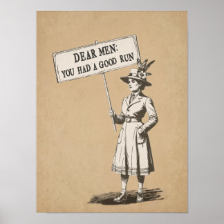 Poster Chers hommes vous avez fait une bonne course Fémin