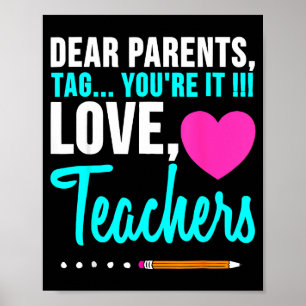 Poster Chers parents tag amour professeur drôle remise de