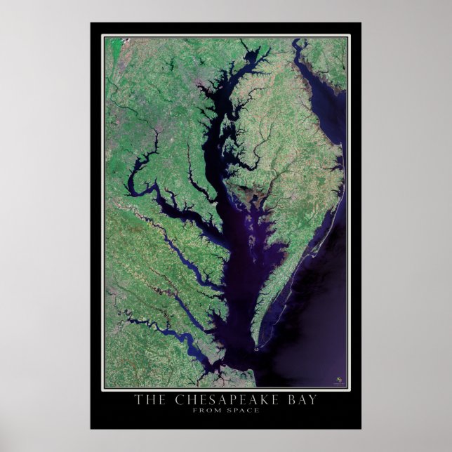 Poster Chesapeake Bay Maryland - Virginie Carte satellite (Devant)