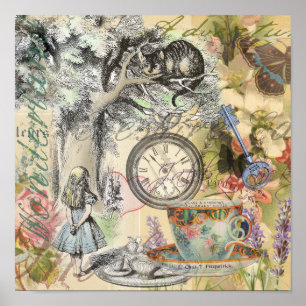 Poster Cheshire Chat Alice Wonderland Classic