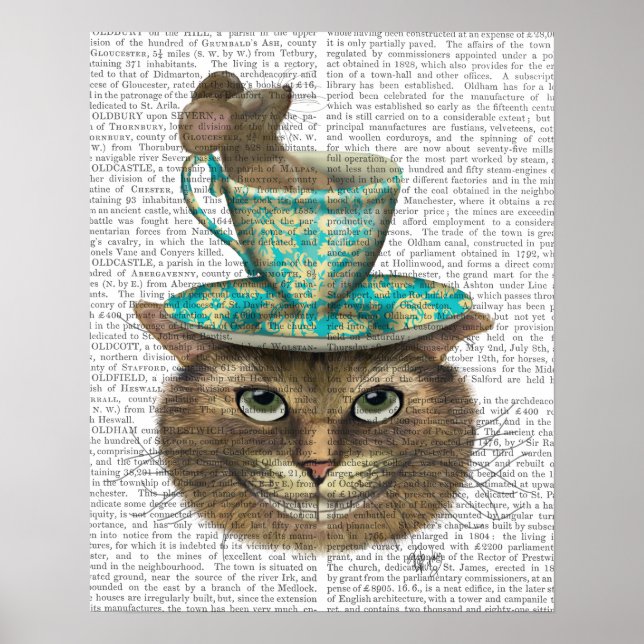 Poster Cheshire Chat avec Coupe sur la tête (Devant)