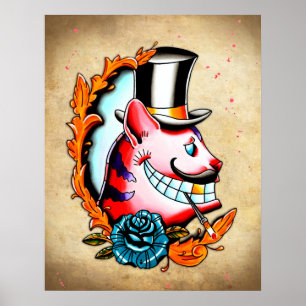 Poster Cheshire Chat Couleur d'eau