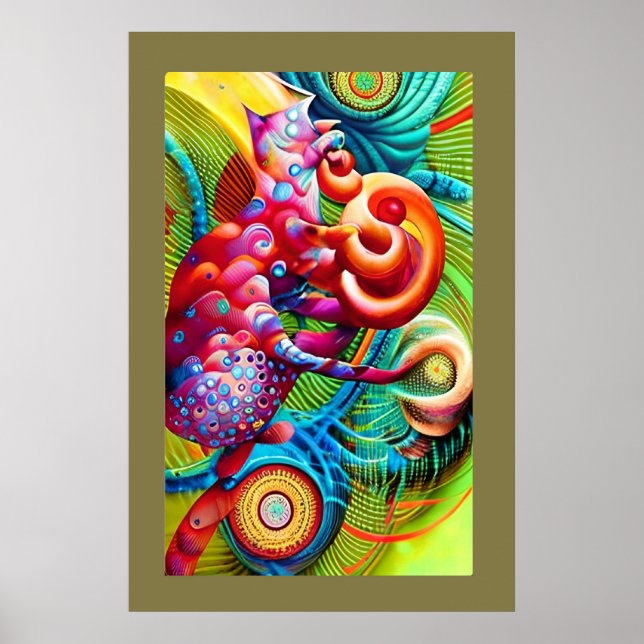 Poster Cheshire Chat Peacock Psychedelic Dream Pop (Devant)