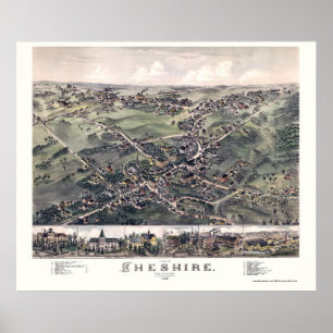 Poster Chesire, CT Carte panoramique - 1882