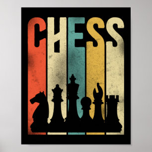 Poster Chess Chess Retro Joueur Chess Pièce Vintage Retro
